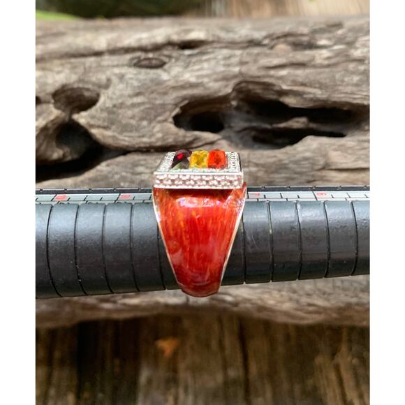Rarities Sterling Silver Multi Color Crystal Ring - Picture 2 of 4